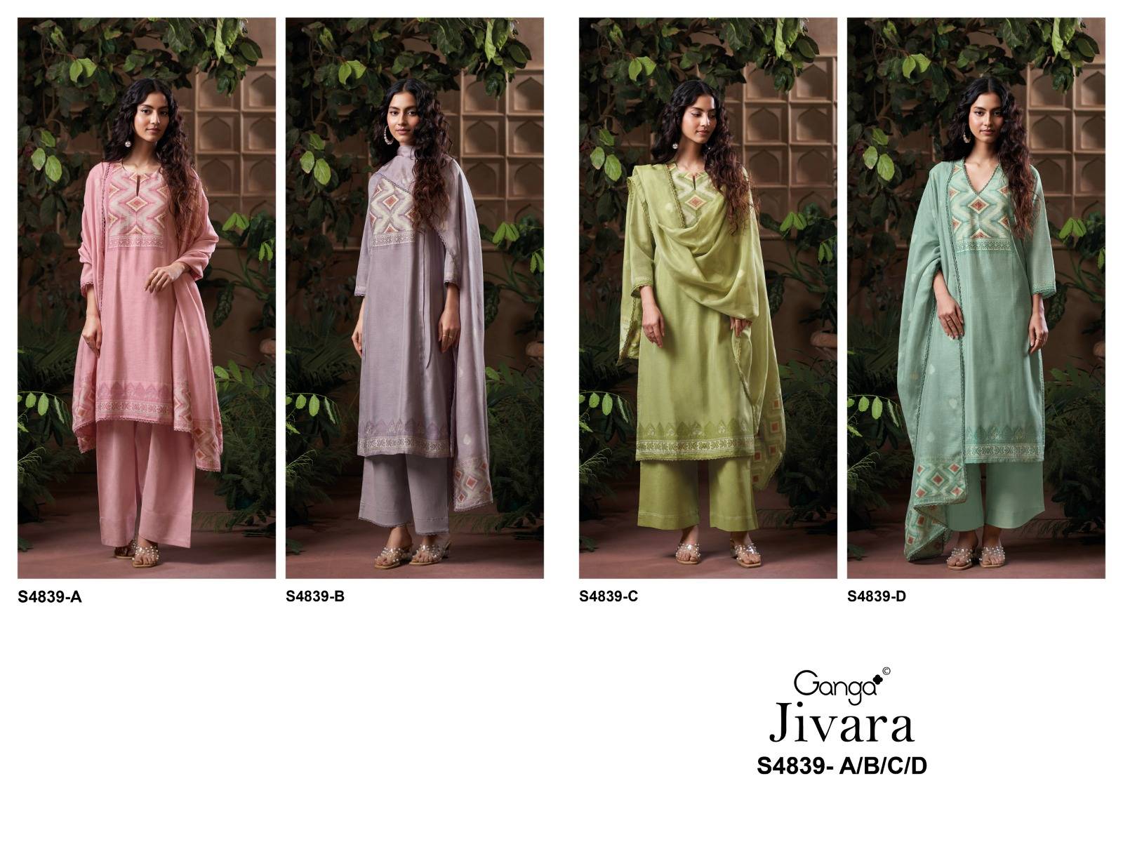 JIVARA 4839 Series By GANGA FASHION Stylish Beautiful Colourful Silk Dresses At Wholesale Price